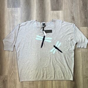 Gray Top with Dragonfly Design